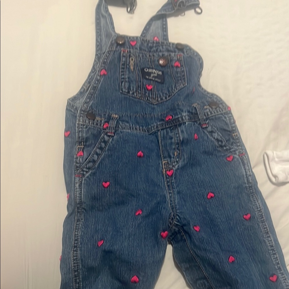 OshKosh B'gosh Pink and Blue Overalls with Cherry Print
